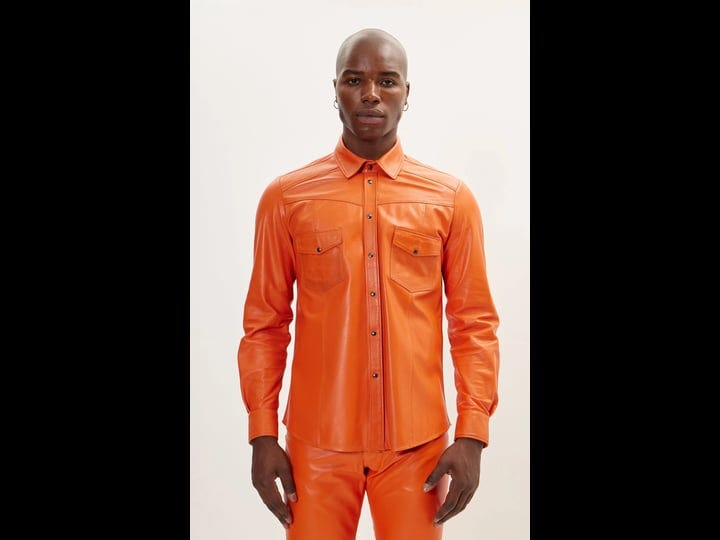 ron-tomson-genuine-lambskin-leather-shirt-orange-1