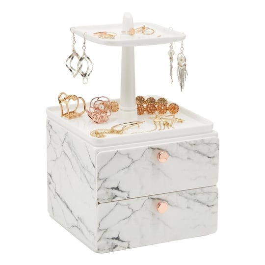 glamlily-marble-jewelry-display-tray-and-makeup-organizer-with-drawer-for-vanity-7-3-x-7-7-x-13-in-1