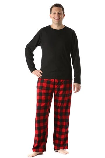 followme-polar-fleece-pajama-pants-set-for-men-sleepwear-pjs-black-top-red-buffalo-plaid-pant-large-1