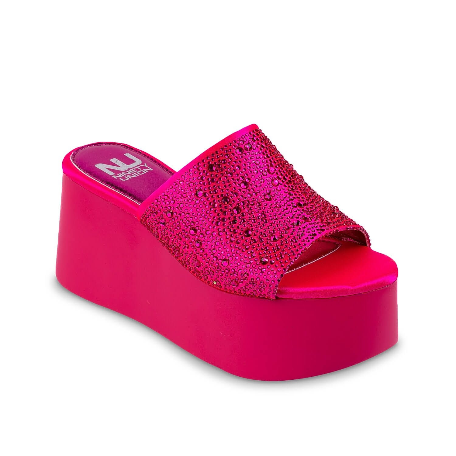 Fuchsia Rhinestone Embellished Platform Wedge Heels | Image