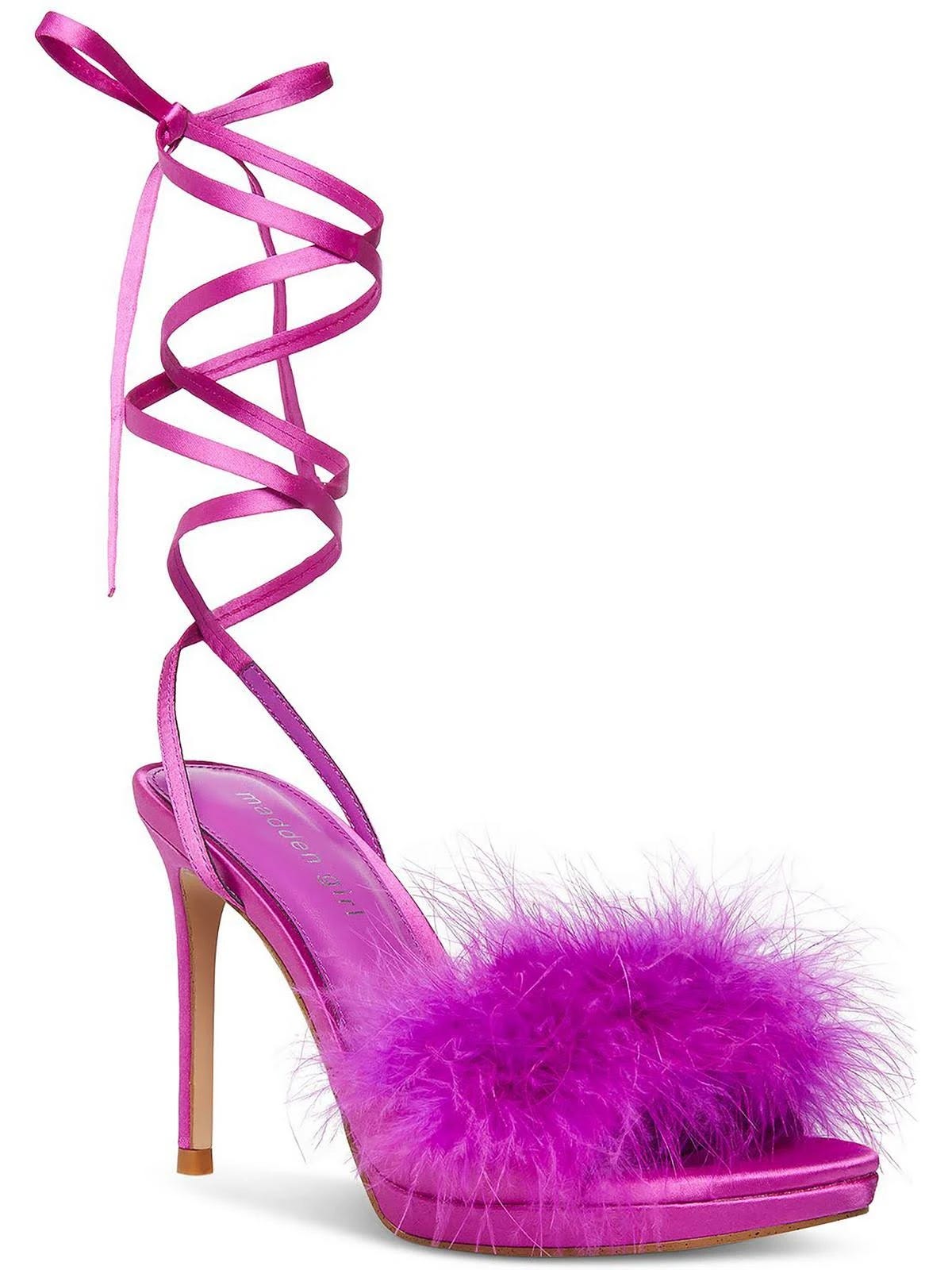 Lavender Dress Heels with Feather Tie-Up Accent | Image