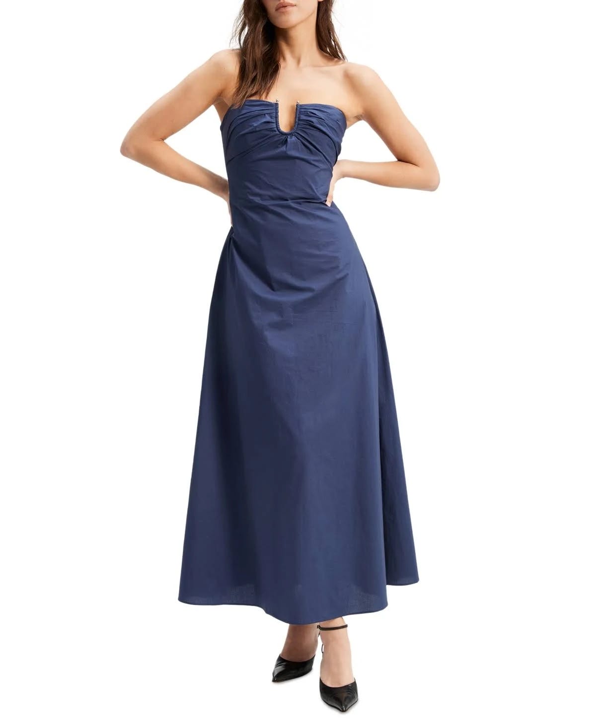 Stylish Maxi Strapless Dress by Bardot - Navy (Size 10) | Image