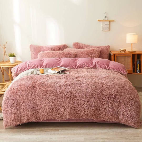 old-pink-plush-fluffy-comforter-cover-set-queen-ultra-soft-faux-fur-old-pink-bedding-sets-3-pieces-2