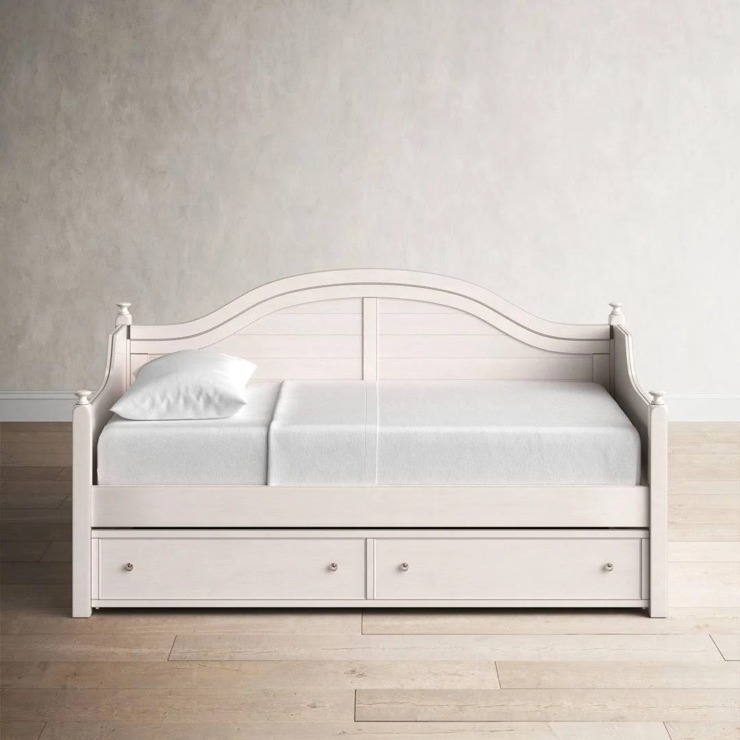 Timeless Antique White Daybed with Trundle for a Comfortable Guest Experience | Image