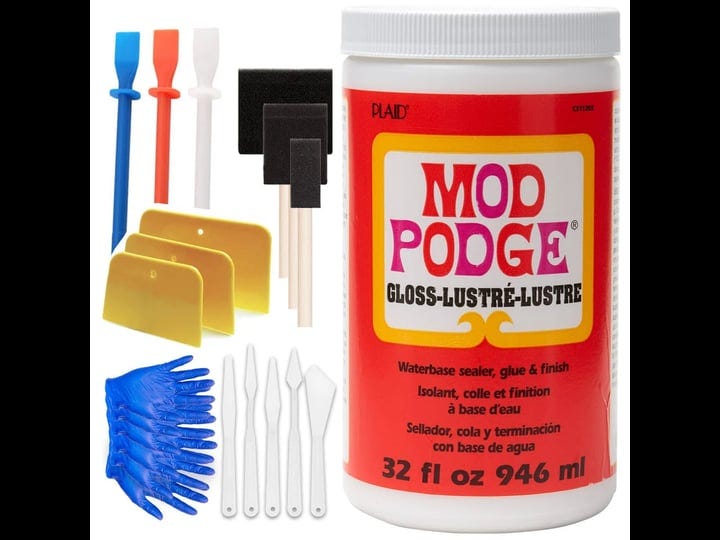 mod-podge-gloss-waterbase-sealer-glue-decoupage-finish-32-oz-pixiss-accessory-kit-with-silicone-spre-1