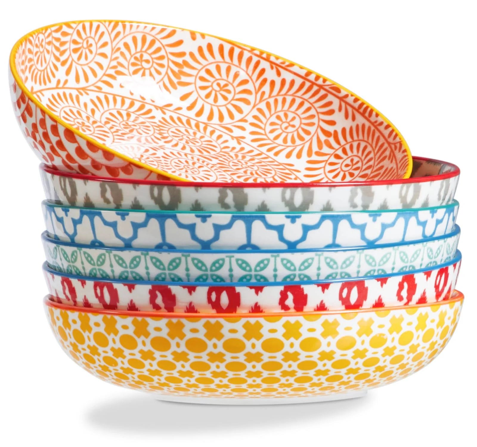 Colorful Oven-Safe Pasta Bowls Set of 6 | Image