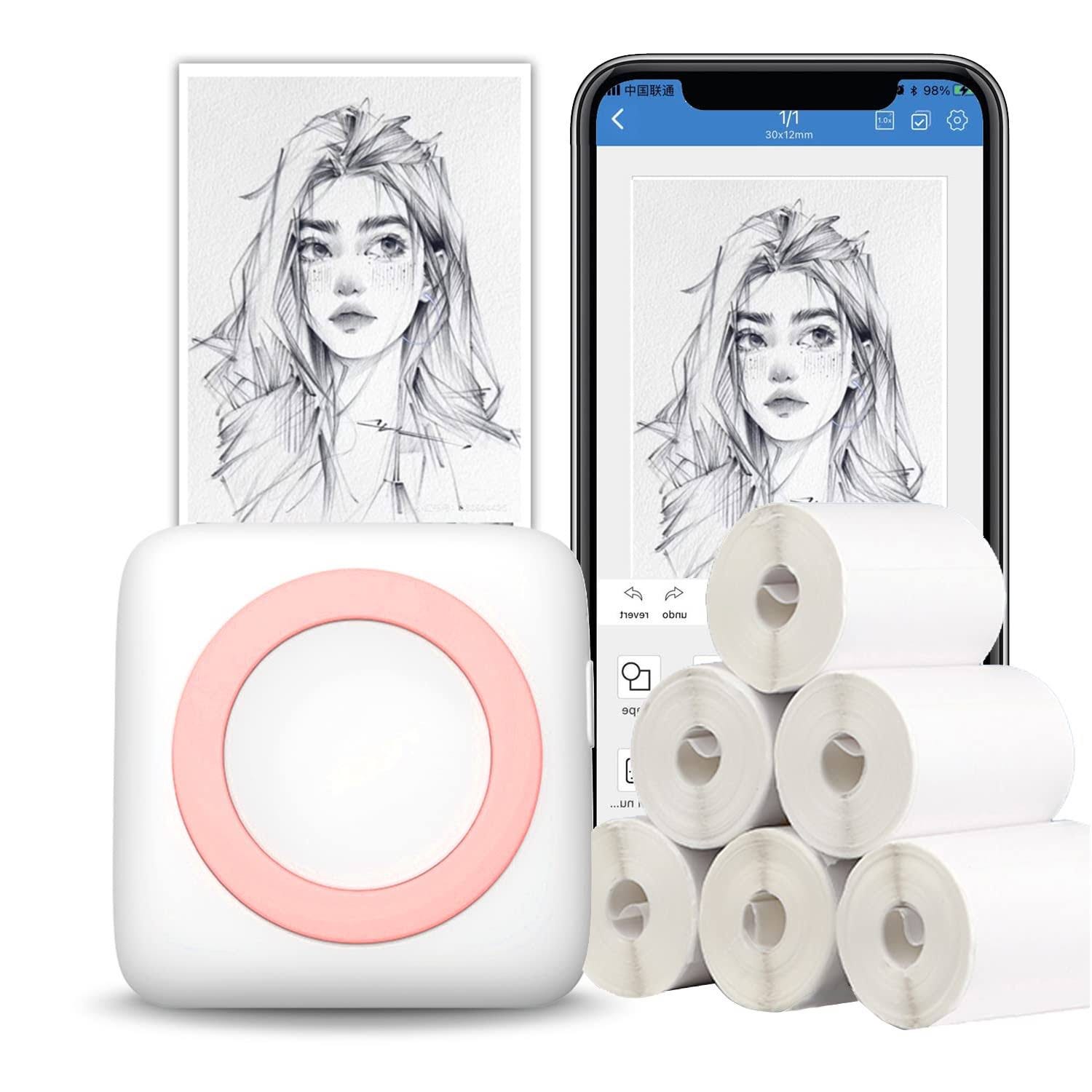 Portable Mini Sticker Printer with Thermal Labels and App | Image