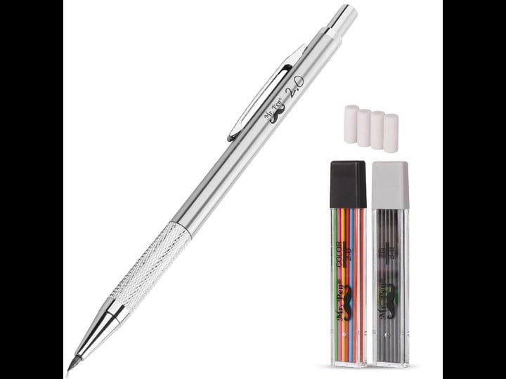mr-pen-mechanical-pencil-2mm-1-metal-mechanical-pencil-with-2-pack-of-lead-and-eraser-drafting-penci-1