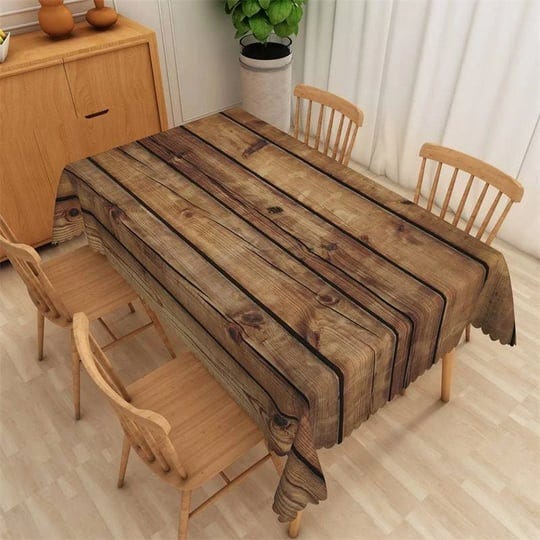 retro-brown-wood-texture-rectangle-dining-tablecloth-from-lofaris-oil-proof-spill-proof-water-resist-1