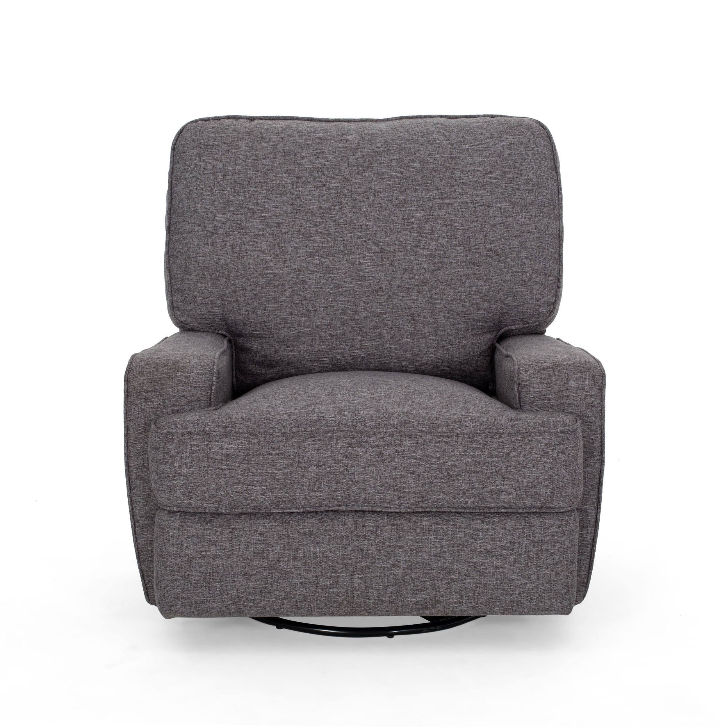 Noble House Charcoal Gray Tweed Swivel Recliner | Image