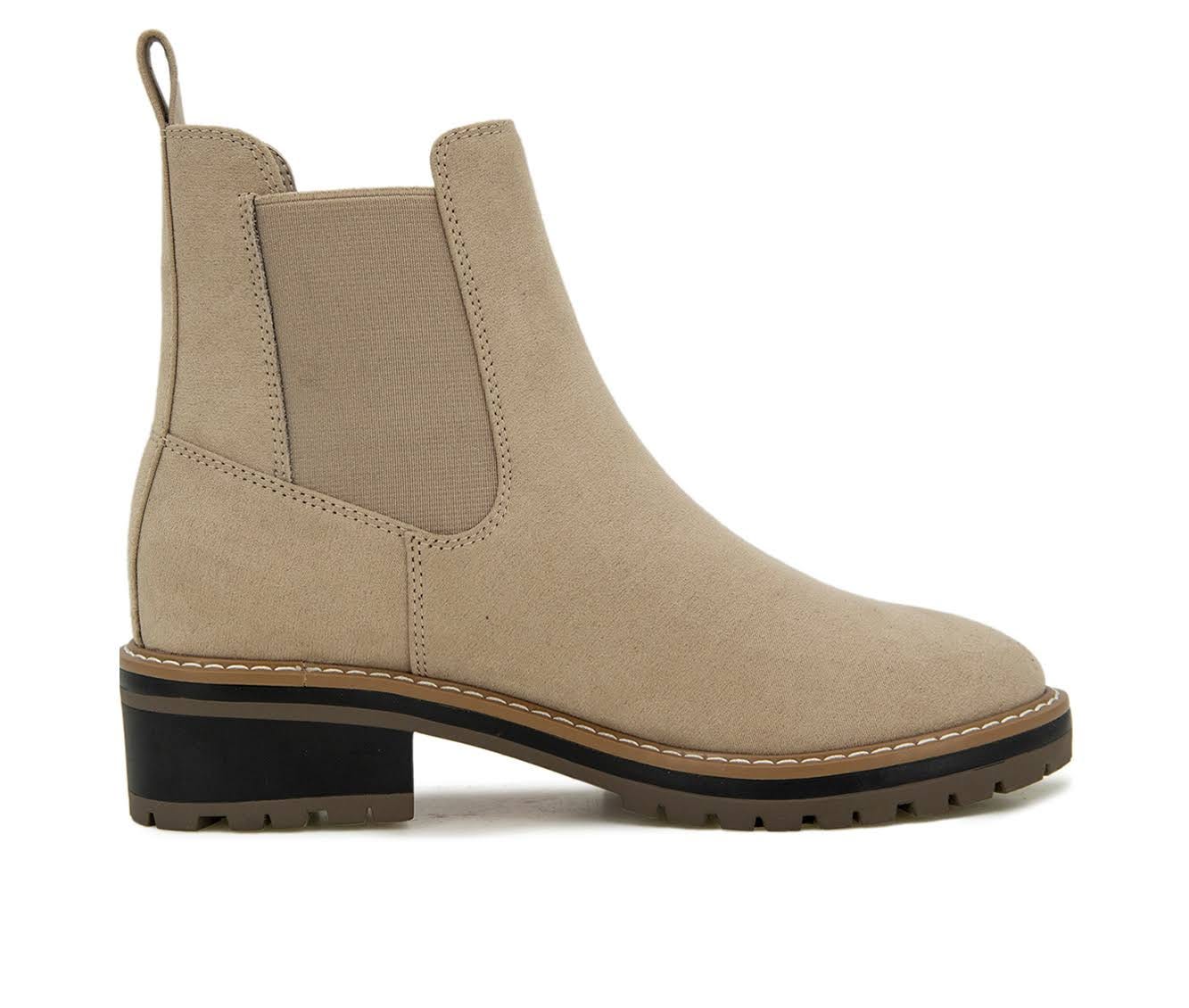 Womens Chunky Chelsea Boots with Lug Sole - Taupe - Size 9.5 | Image