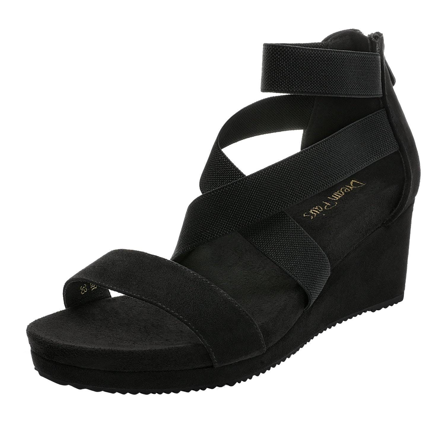 Comfortable Black Platform Sandals with Criss-Cross Strap | Image