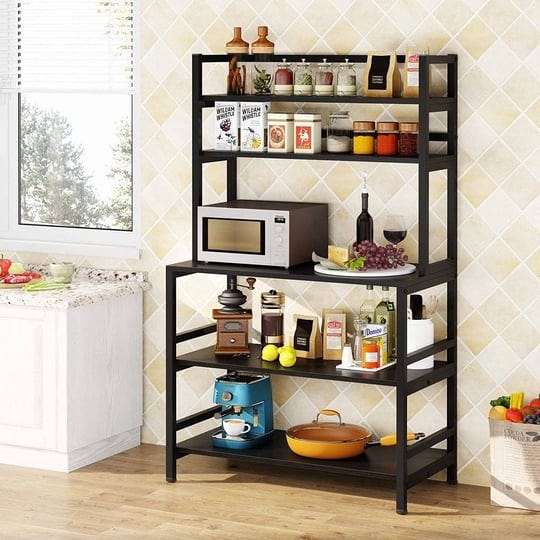 5-tier-bakers-rack-with-storage-kitchen-stand-micorwave-over-cart-black-1