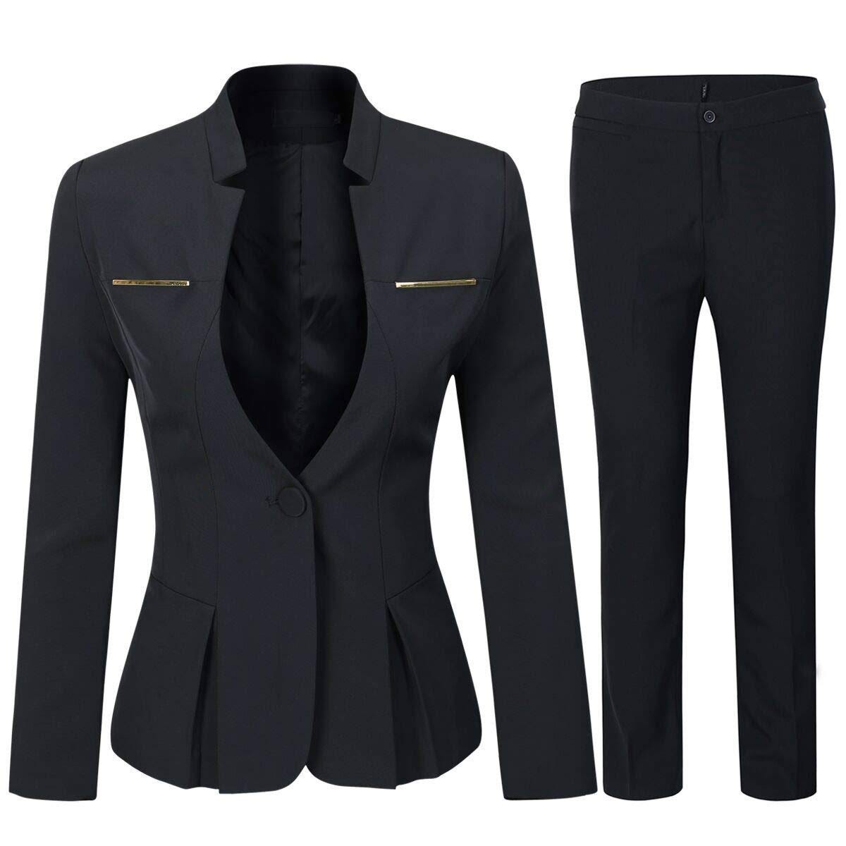 Elegant Black Business Suit Set with Blazer and Pant | Image