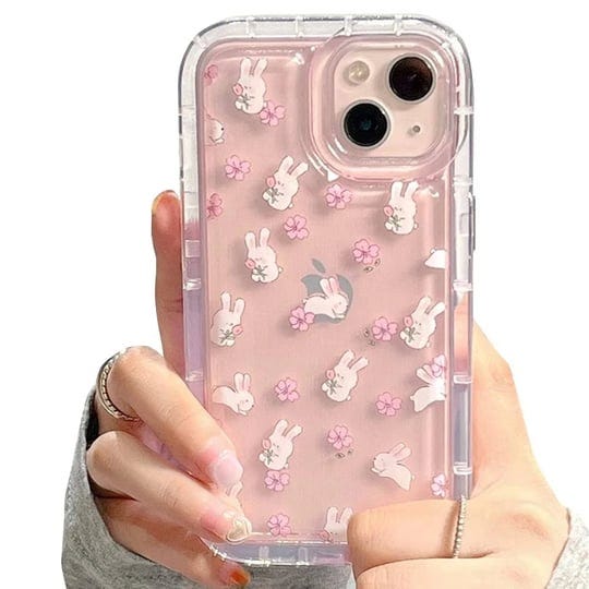 casechics-compatible-with-iphone-casecute-kawaii-lovely-rabbit-bunny-flower-floral-clear-camera-lens-1