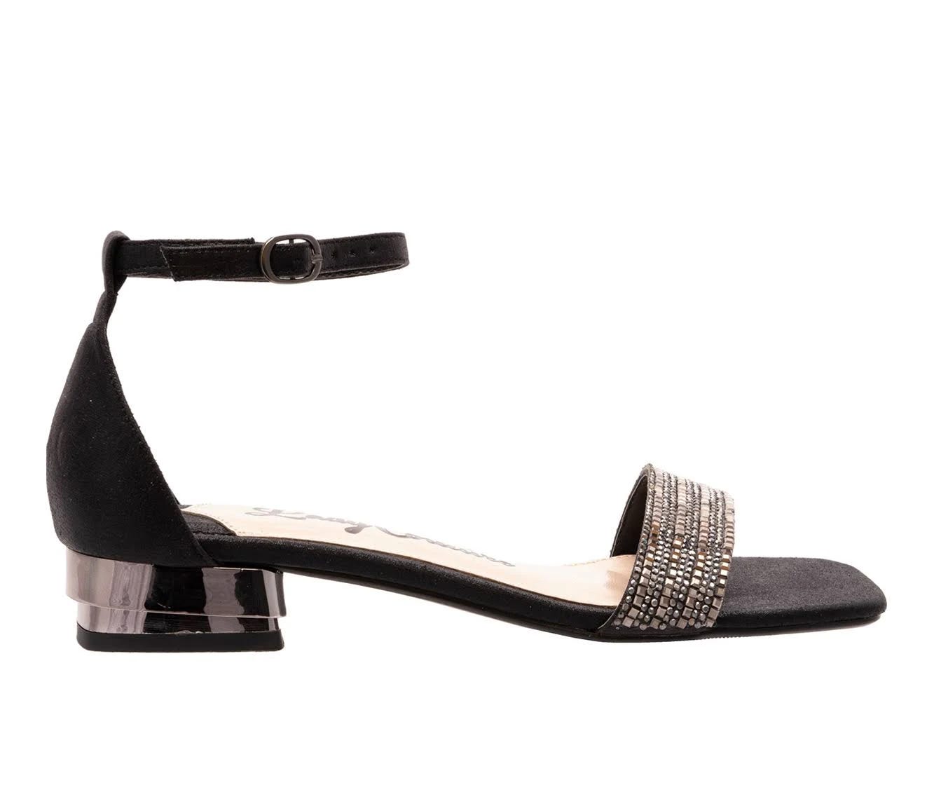 Lady Couture Black Rhinestone-Accented Doris Sandals for Size 12 | Image