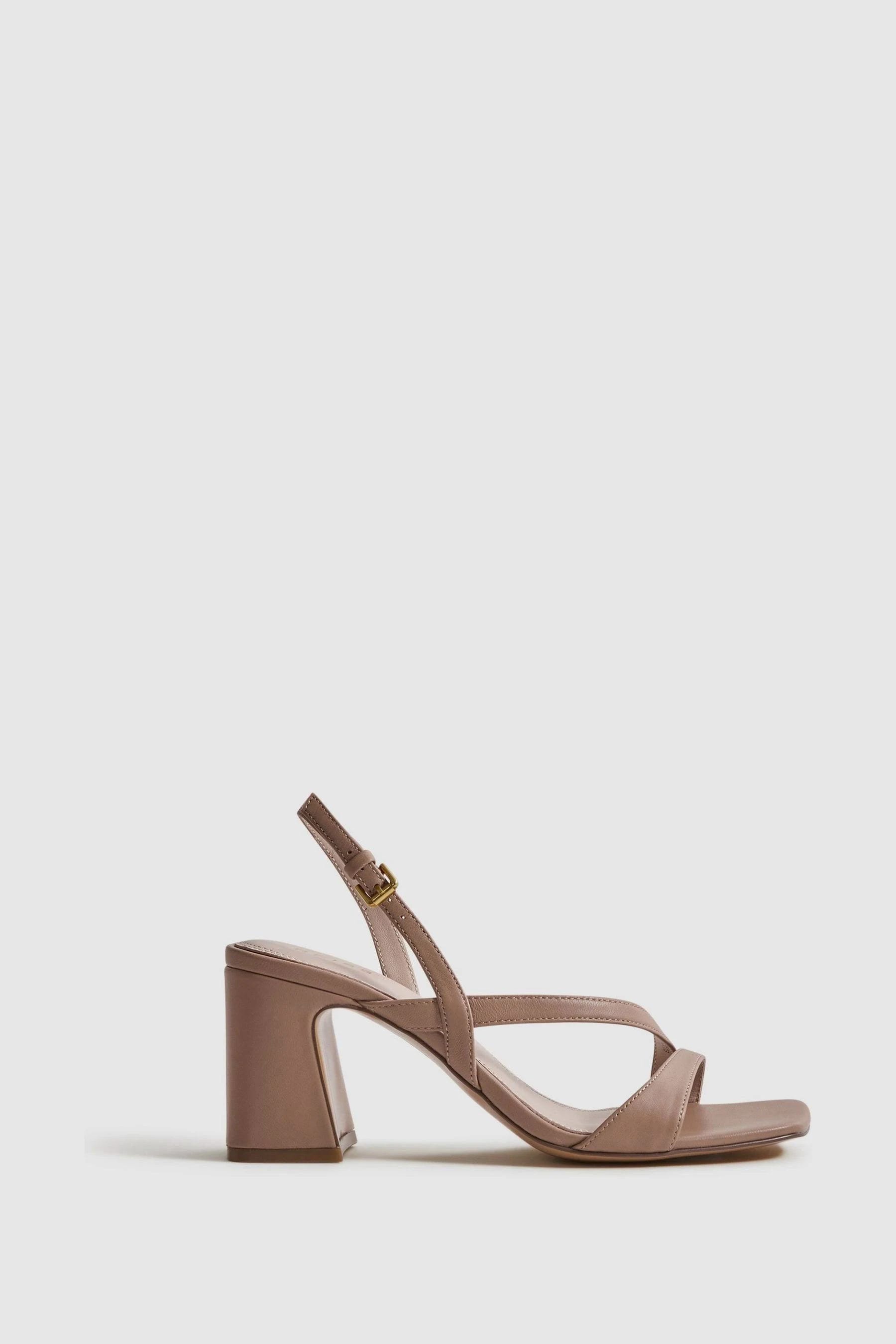 Elegant Strappy Leather Nude Sandals | Image