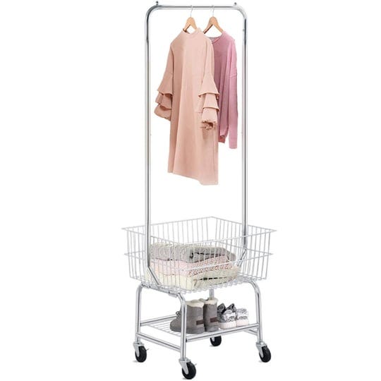 yaheetech-rolling-laundry-bakset-with-wheels-laundry-cart-with-hanging-rack-metal-laundry-hamper-bas-1