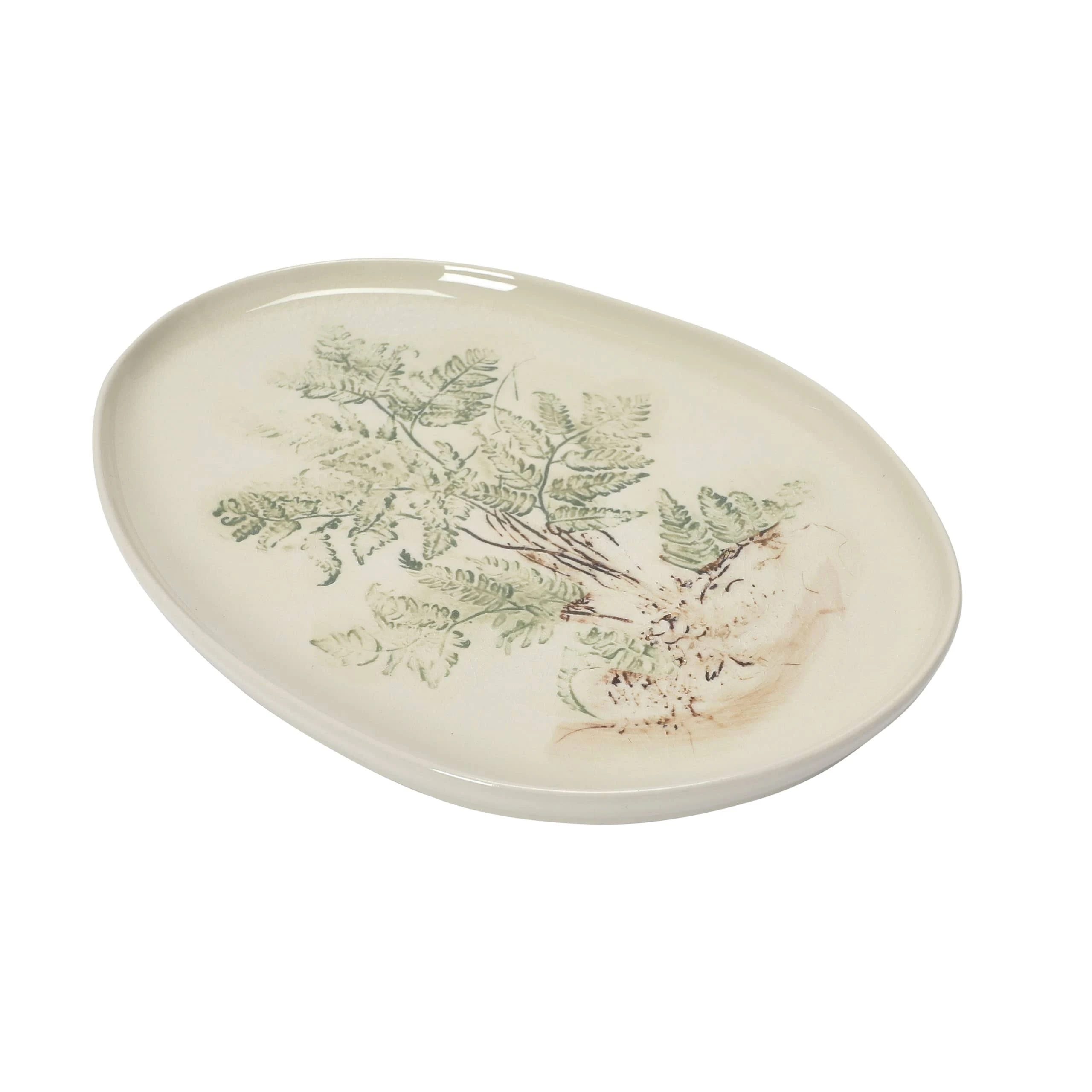 Creative Co-op Oval Debossed Stoneware Platter for Delicious Dishes | Image