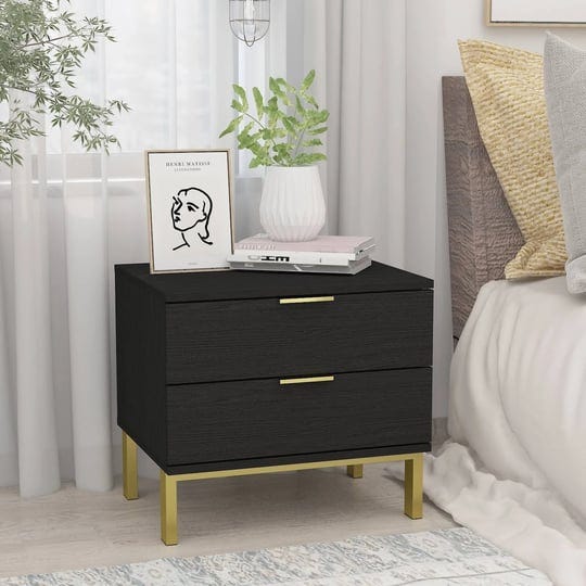 fufugaga-modern-metal-chipboard-2-drawer-nightstand-black-1