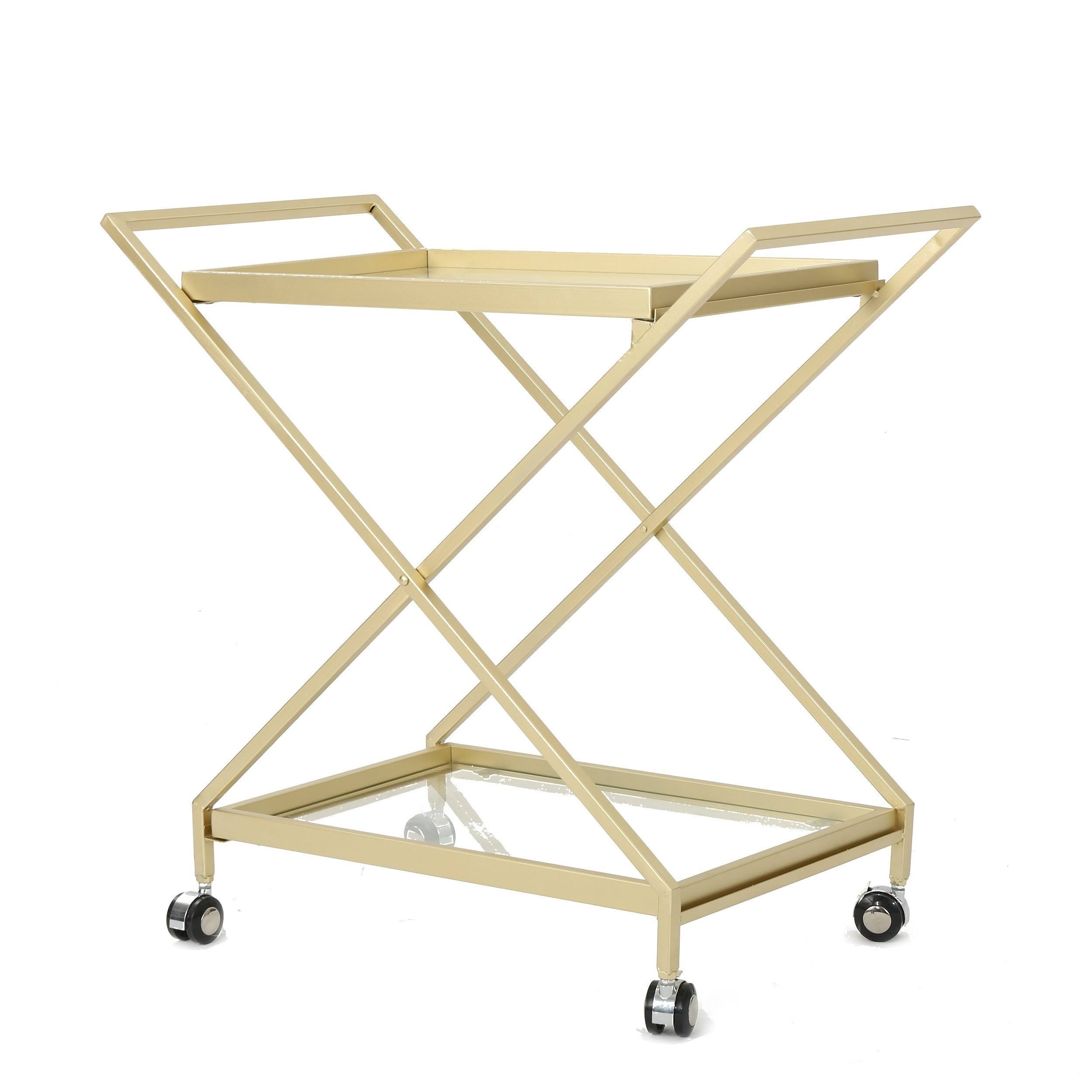 Powder Coated Indoor-Outdoor Glass and Iron Bar Cart | Image