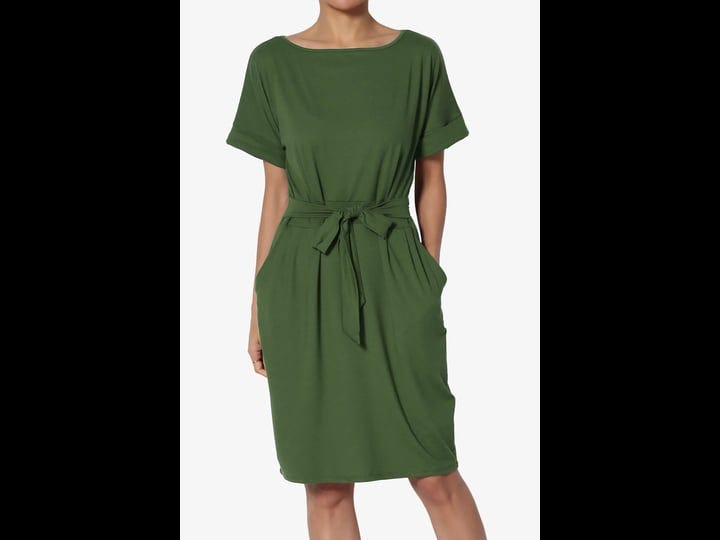 themogan-tie-waist-short-sleeve-stretchy-dty-pocket-shift-dress-casual-to-office-2x-army-green-1