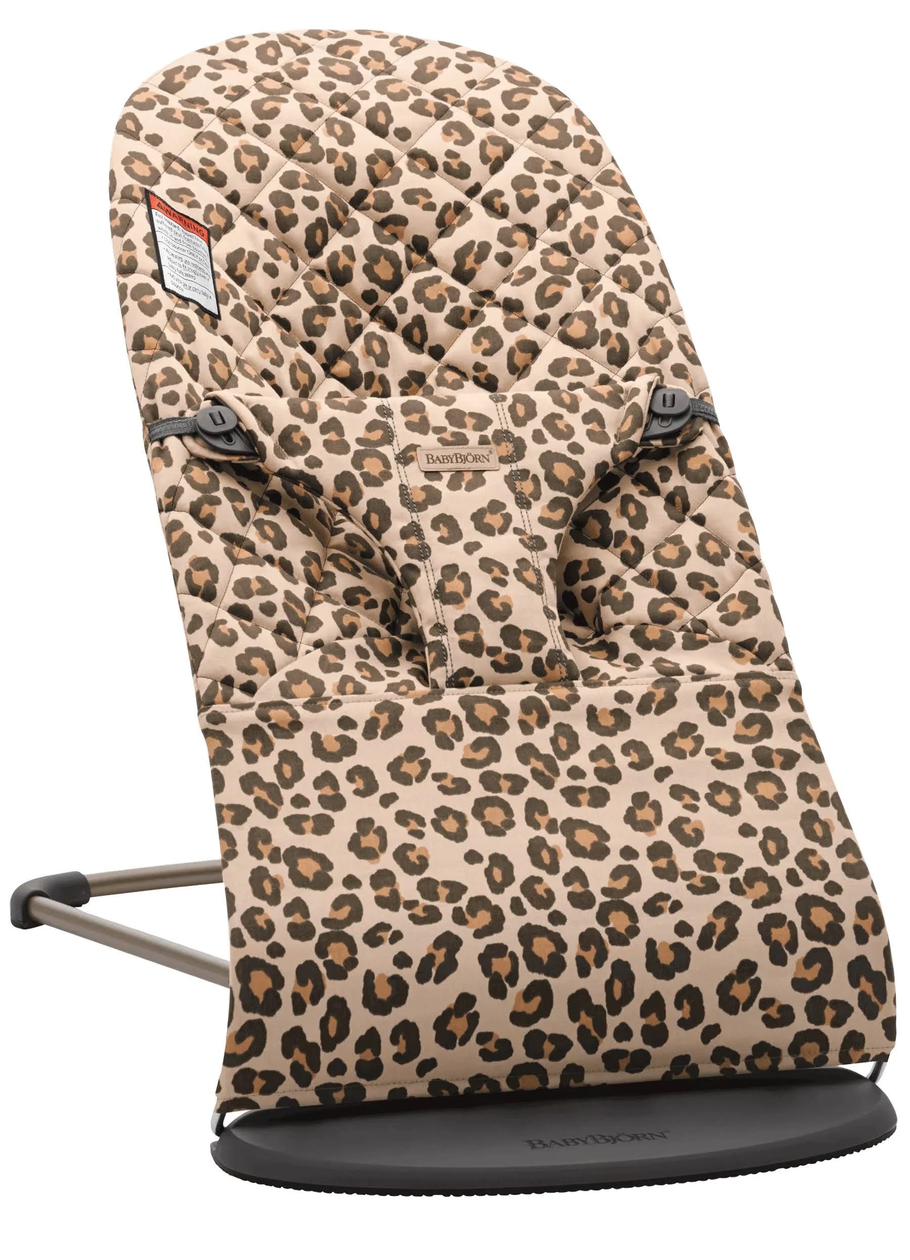BabyBjorn Bouncer Bliss: Luxurious Beige and Leopard Print Cotton Bouncer | Image