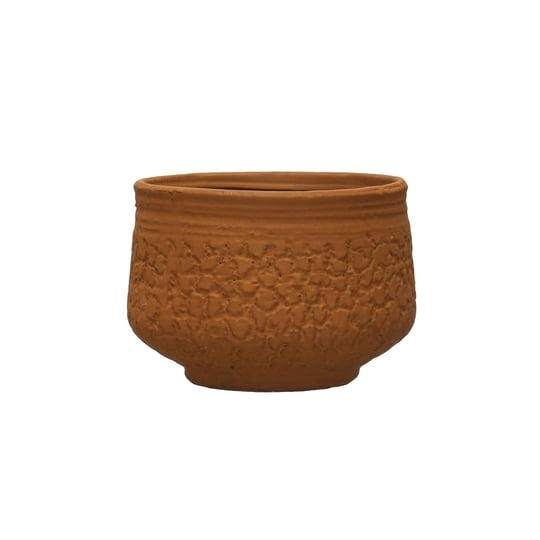 creative-co-op-boho-stoneware-planter-with-embossed-pattern-terracotta-1