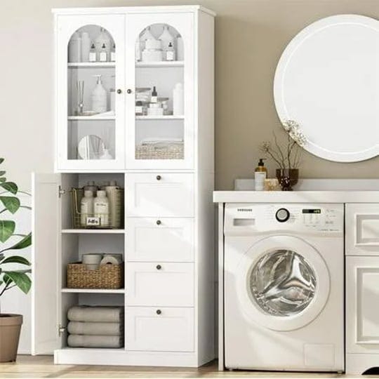 homfa-70-9-bathroom-storage-cabinet-with-glass-doors-adjustable-shelves-4-drawers-floor-linen-cabine-1
