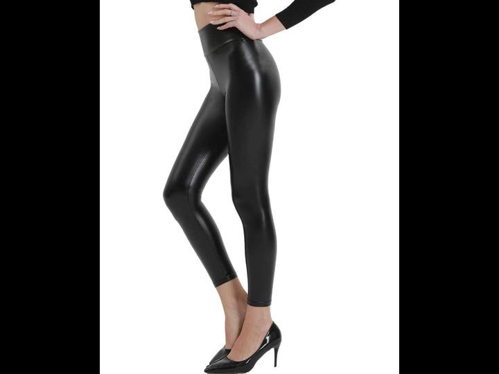 retro-gong-faux-leather-leggings-for-women-tummy-control-high-waist-stretch-shiny-pleather-pants-bla-1