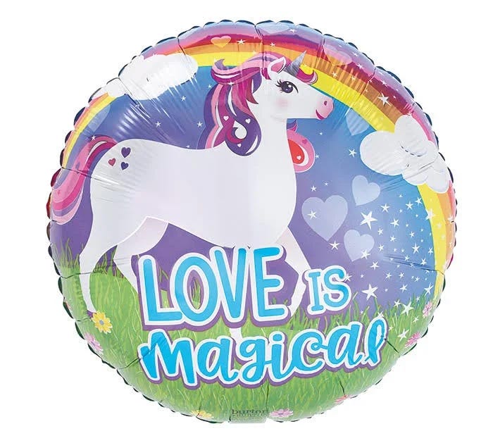 Magical Unicorn Love Balloon - 17-inch Unicorn Foil Helium Balloon | Image