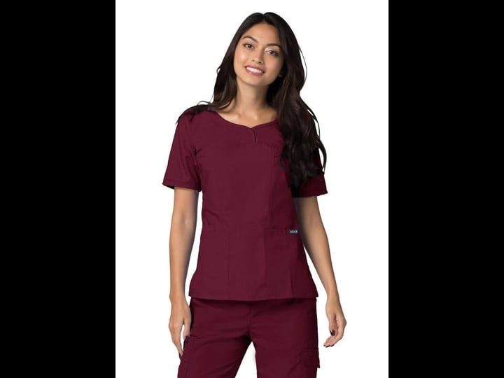 adar-universal-sweetheart-v-neck-scrub-top-womens-size-xxs-red-1