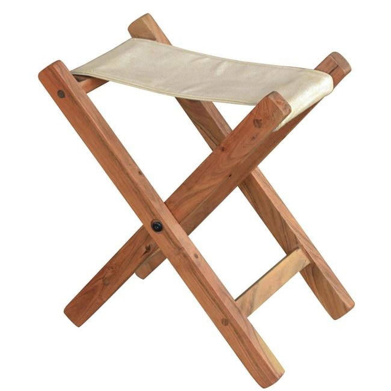 Acacia & Canvas Folding Stool for Outdoor and Indoor Use | Image