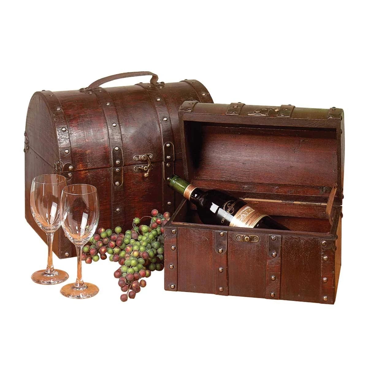 Renovators Supply Cherry Wood Treasure Chest Set of 2 for Decoration | Image