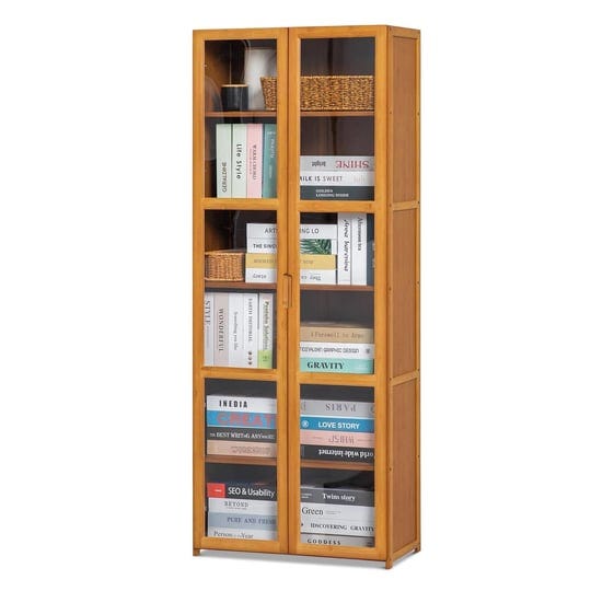 magshion-bamboo-6-tier-shelf-living-room-storage-tall-bookcase-cabinet-with-clear-doors-brown-23-5-l-1