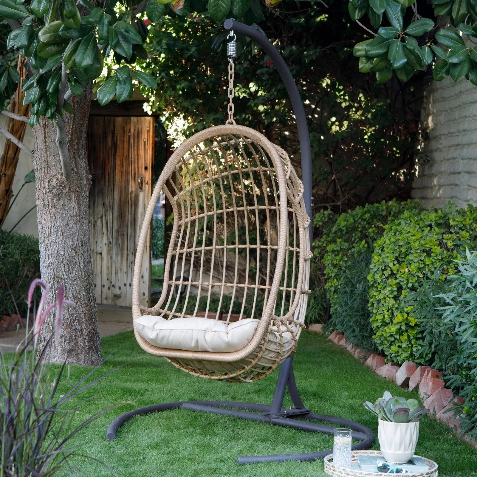 Bali Resin Wicker Hanging Basket Chair | Image