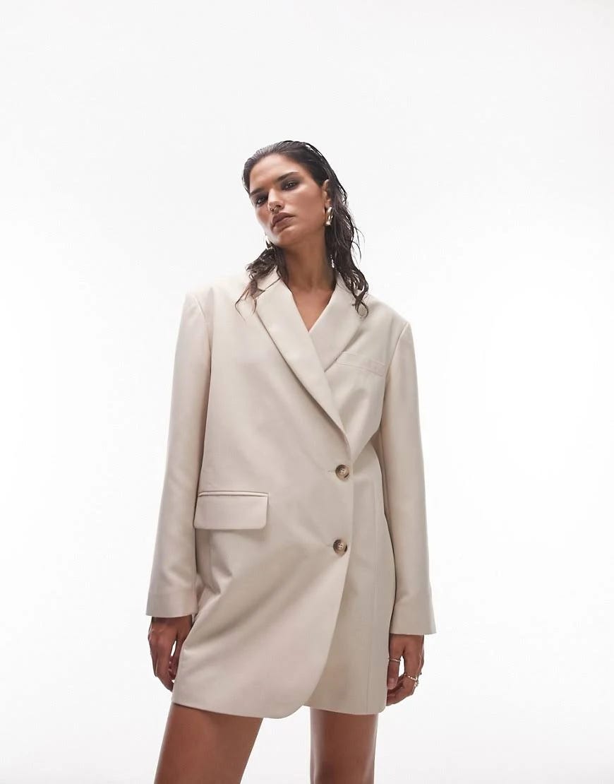 Stylish Beige Blazer Dress by Topshop - Size 6 | Image