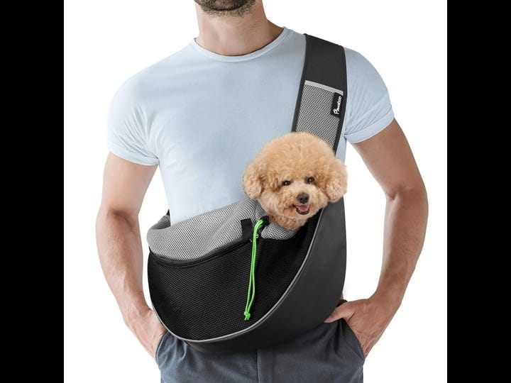 pawaboo-pet-dog-sling-carrier-hand-free-drawstring-dog-papoose-with-adjustable-strap-breathable-mesh-1