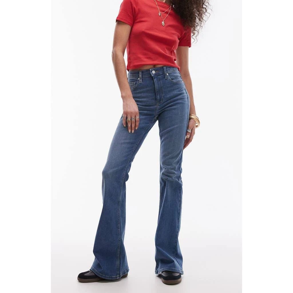 Durable, Comfortable Fit: Mid Blue Flare Jeans | Image