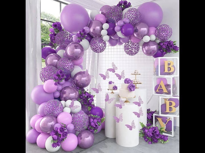 pateeha-purple-balloon-garland-kit-145-pcs-butterfly-baby-shower-decorations-for-girl-12-pcs-butterf-1