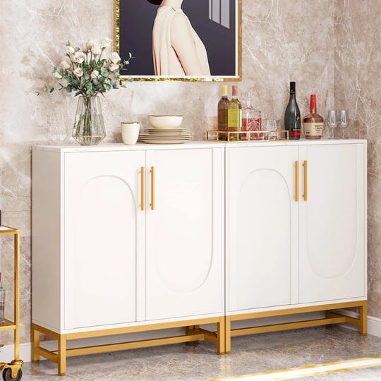 tribesigns-modern-sideboard-buffet-with-adjustable-shelf-4-doors-storage-cabinet-with-faux-marble-to-1