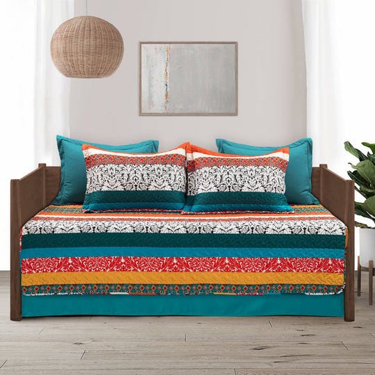 lush-decor-boho-stripe-quilted-daybed-cover-turquoise-tangerine-6pc-set-39x75-1