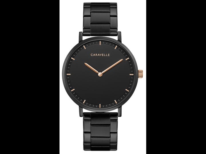 caravelle-mens-black-stainless-steel-bracelet-watch-45a145-1