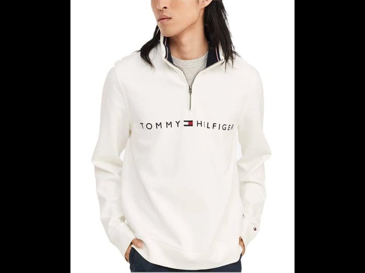 tommy-hilfiger-mens-logo-french-rib-quarter-zip-pullover-snow-white-size-xl-1