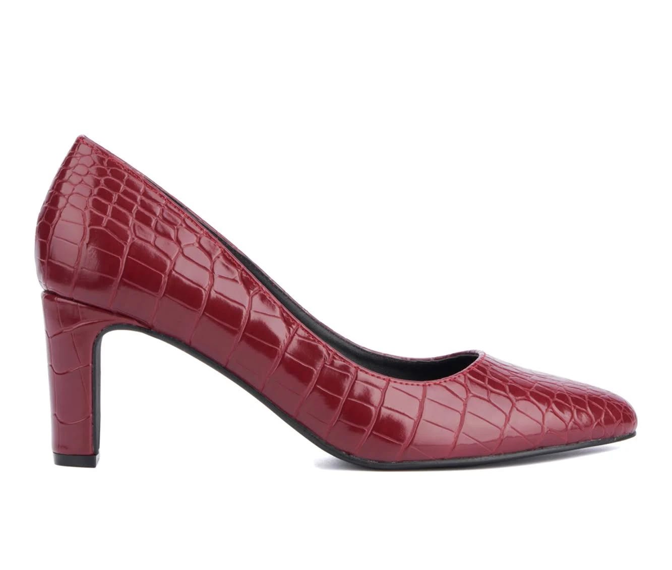 Sexy Wine Croc Wide Width Pumps - Fashionable Heels for Women | Image