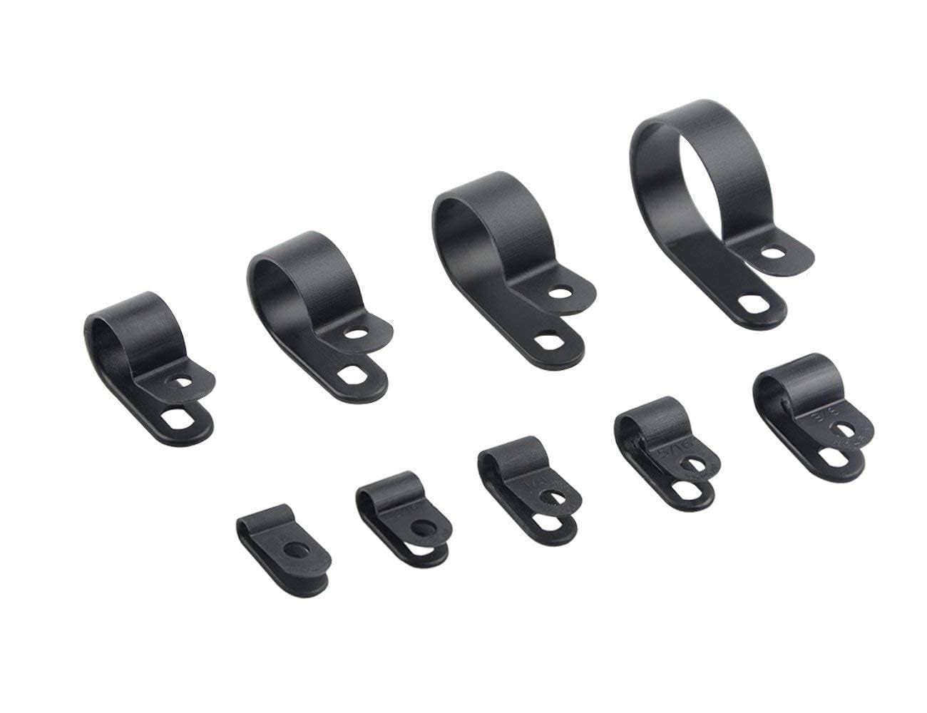 500 Pcs Black Wire Clips R-Type Cable Clip Assortment for Various Cable Types | Image
