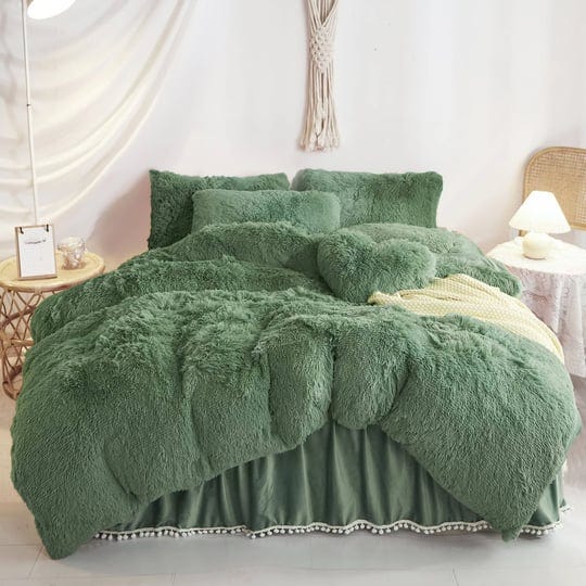 haihua-fluffy-sage-green-comforter-cover-set-queenaux-fur-green-beddin-1