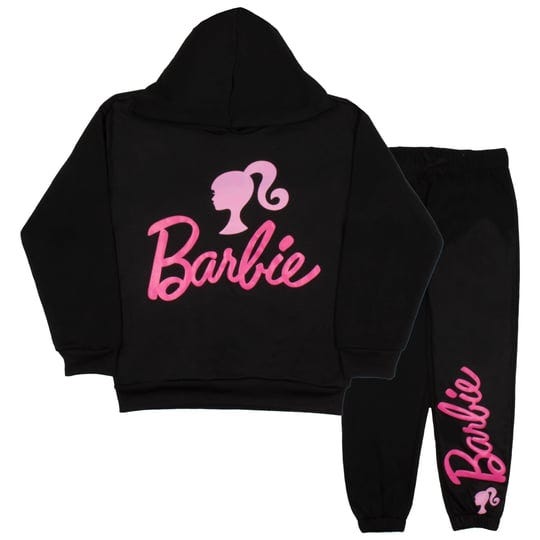 barbie-silhouette-logo-girls-pullover-hoodie-jogger-pants-set-for-kids-size-7-14-girls-size-10-12-bl-1