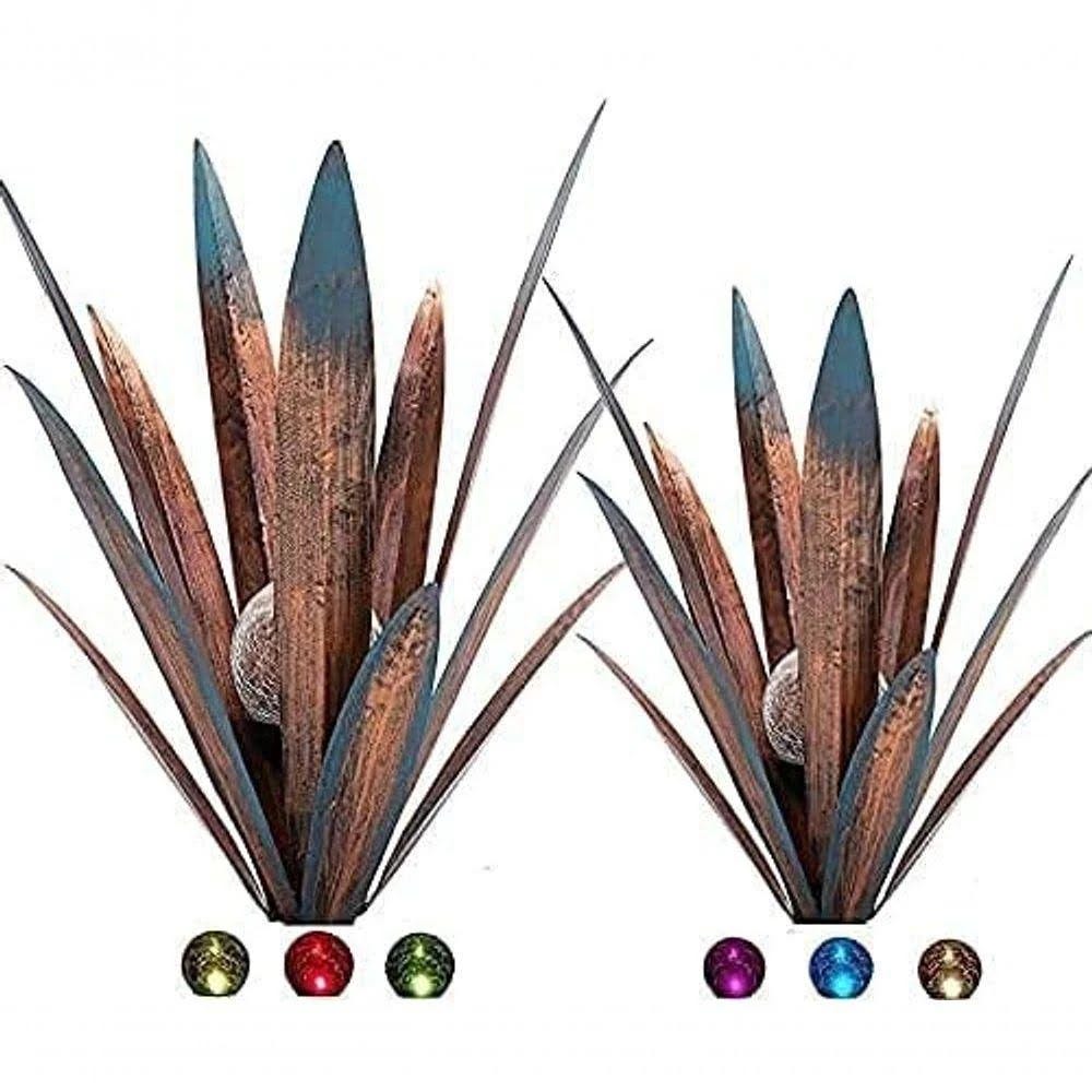 Iron-Finish Agave Tequila Plant Sculpture with Versatile LED Lighting | Image