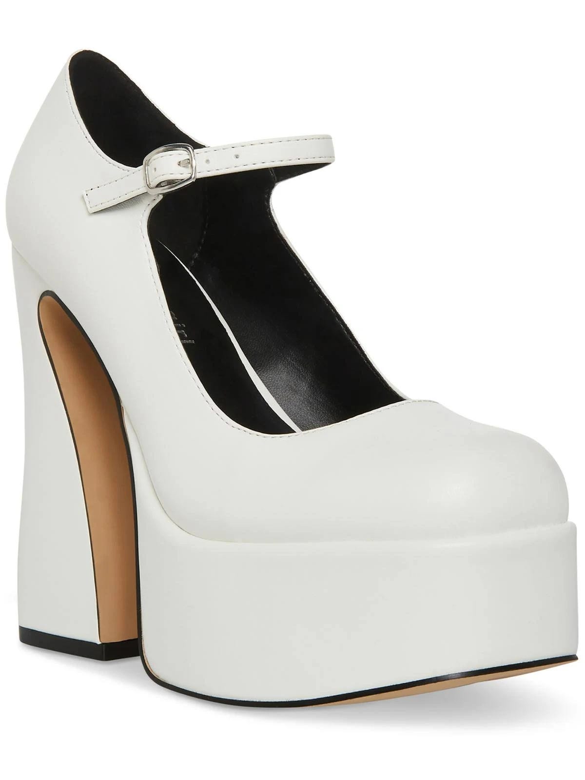 Madden Girl Khloe: White Platform Heels with Buckle Detail | Image